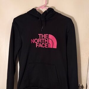 The North Face Black Hoodie with Pink Emblem